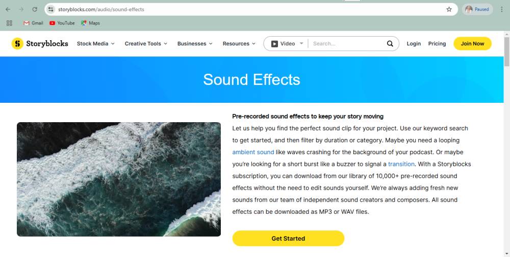 tampilan situs Storyblocks (storyblocks.com)
