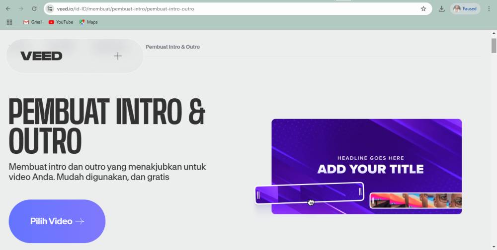 tampilan situs Veed (veed.io)