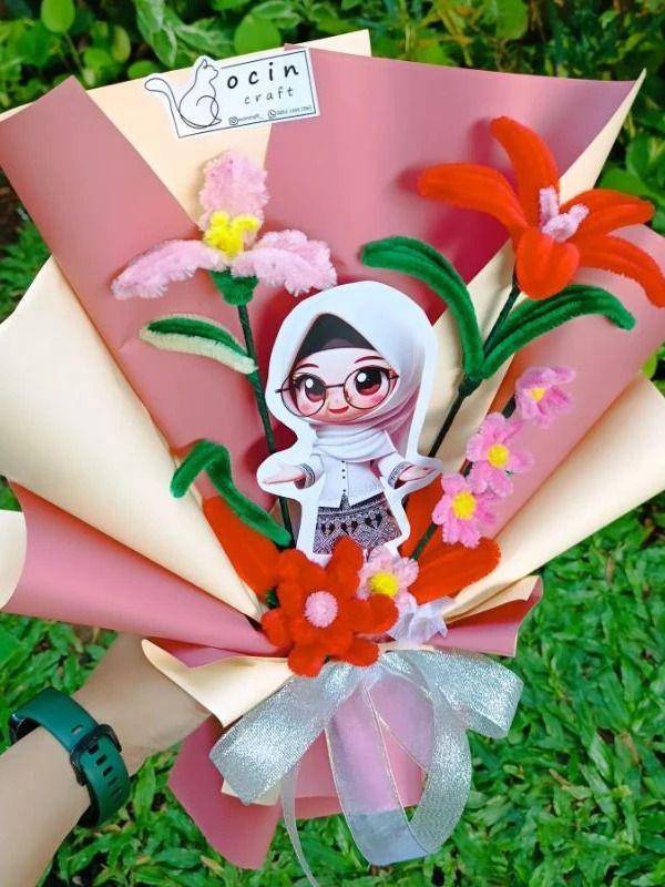 buket bunga Hari Guru (shopee.co.id/Ocin Craft_)