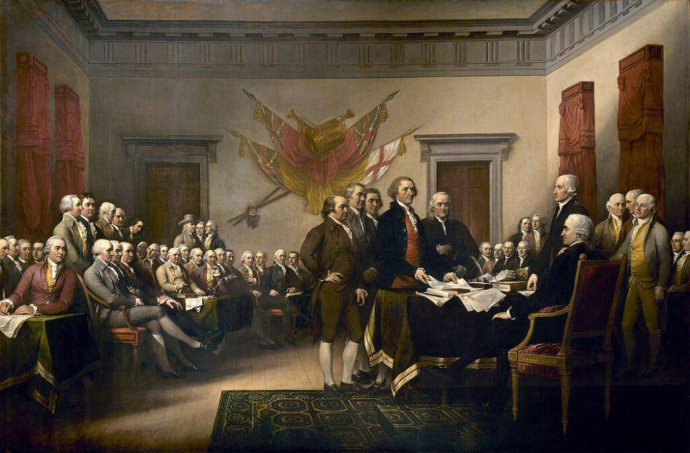 Lima orang panitia penyusun Deklarasi Kemerdekaan termasuk Thomas Jefferson (commons.wikimedia.org/United States Capitol)