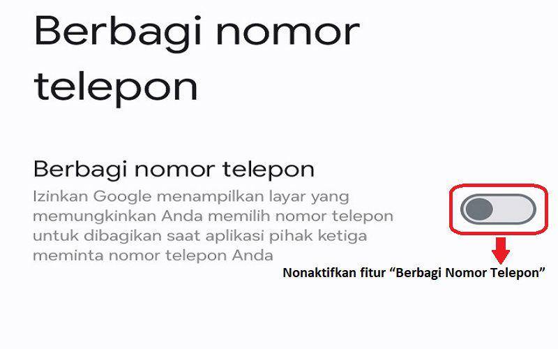 cara nonaktifkan fitur berbagi nomor HP di Google (dok. pribadi/Jubaedah Haryani)