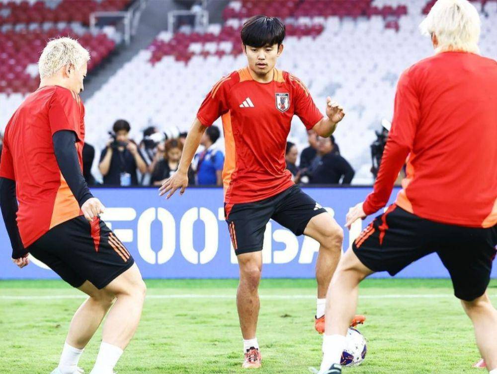 Potret skuad Jepang latihan resmi di SUGBK, Rabu (14/11/2024). (Instagram/@japanfootballassociation).
