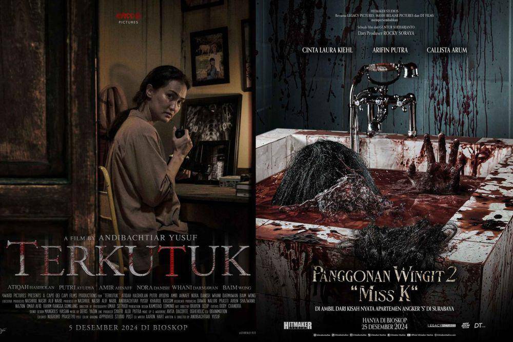 film horor Indonesia Desember 2024 (dok. 4ward Pictures/Terkutuk | dok. Hitmaker Studios/Panggonan Wingit 2: Miss K)