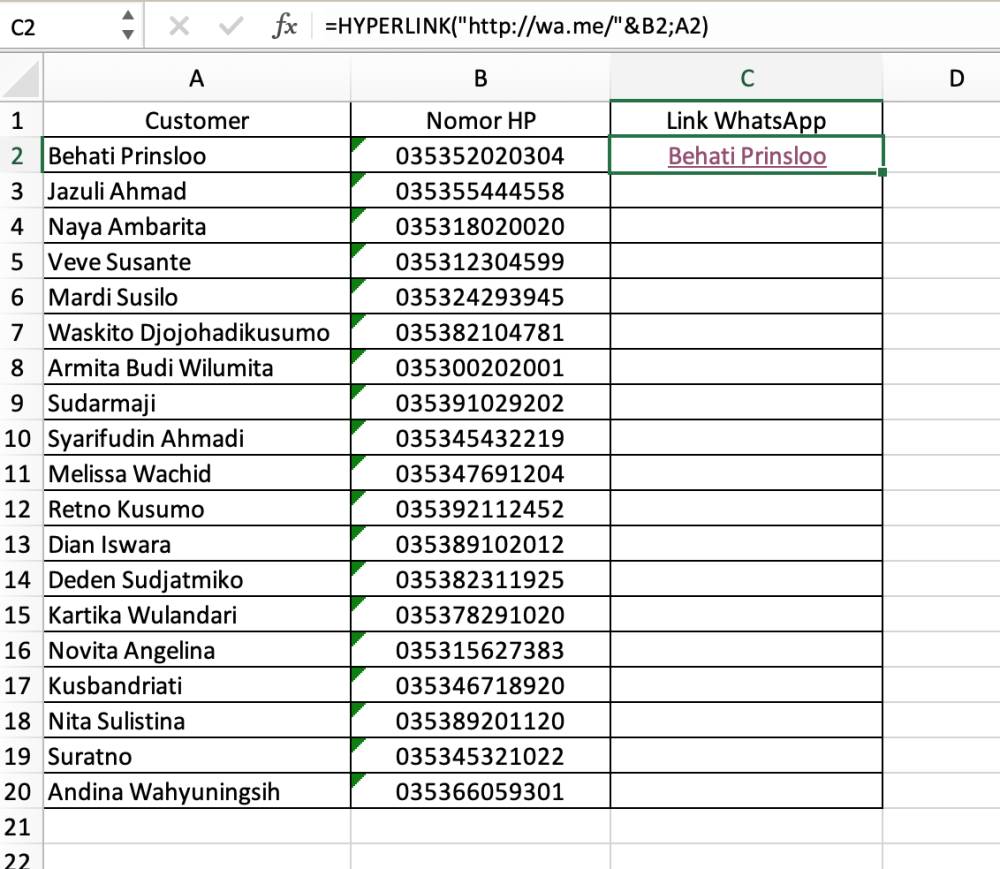 menautkan link WA dari data nomor HP customer (dok.pribadi/Reyvan Maulid)