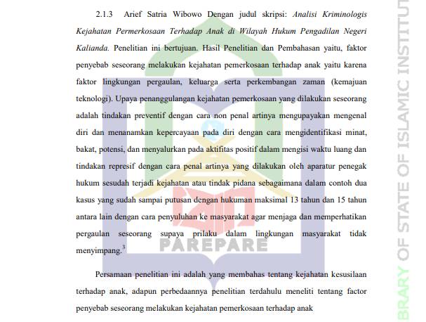 Contoh Kajian Pustaka. (IAIN Parepare/Angga Yudha Saputra)