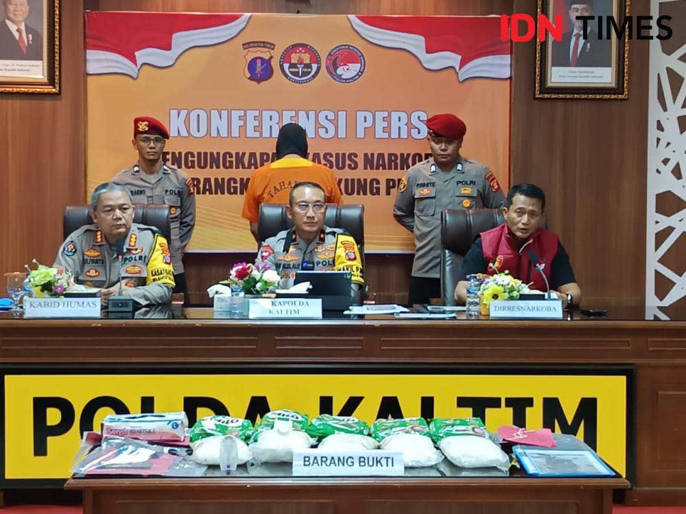Konferensi pers pengungkapan sabu di Mapolda Kaltim, Kamis (14/11/2024). (IDN Times/Erik Alfian)