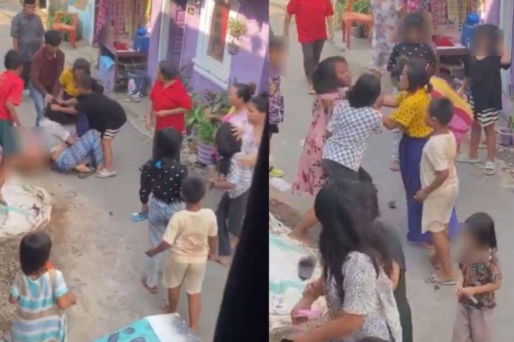Video perkelahian ibu-ibu di pemukiman Kota Makassar. (Dok. Istimewa)