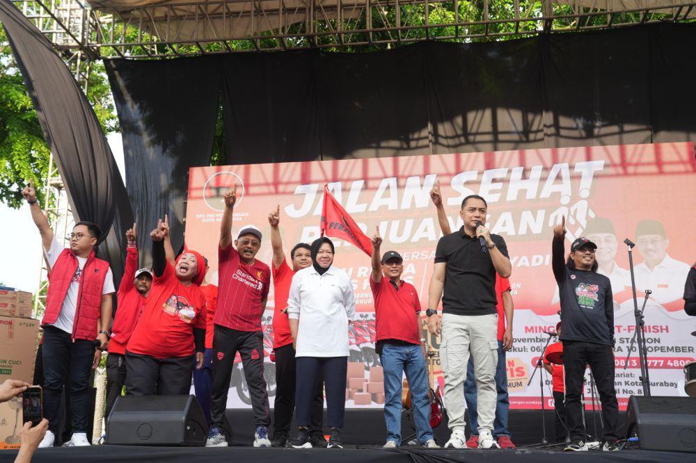 Erji dan Risma Kampanye Bareng di Depan Gelora 10 November