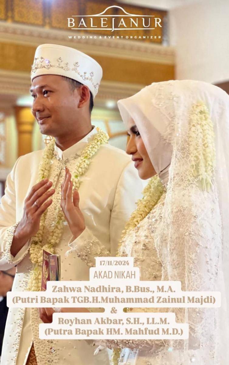 Gaya Pernikahan Zahwa Nadhira bersama Royhan Akbar Anak Mahfud MD (instagram.com/balejanurweddingorganizer)