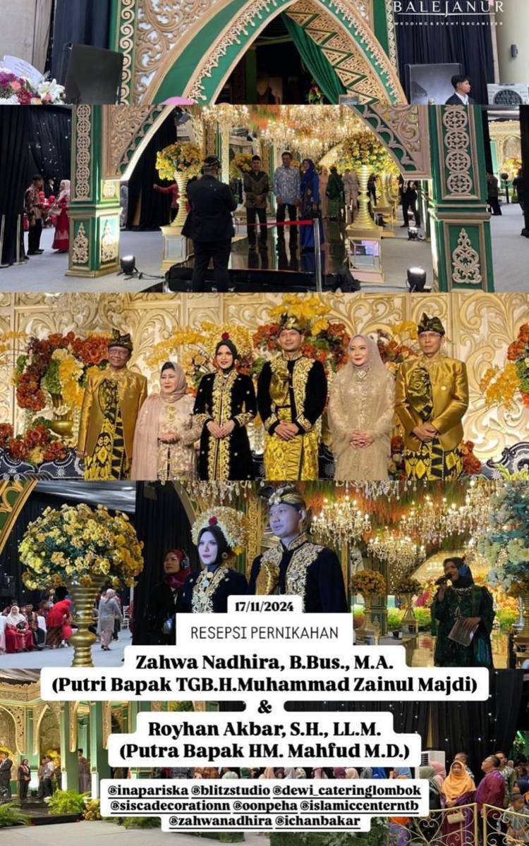 Gaya Pernikahan Zahwa Nadhira bersama Royhan Akbar Anak Mahfud MD (instagram.com/balejanurweddingorganizer)