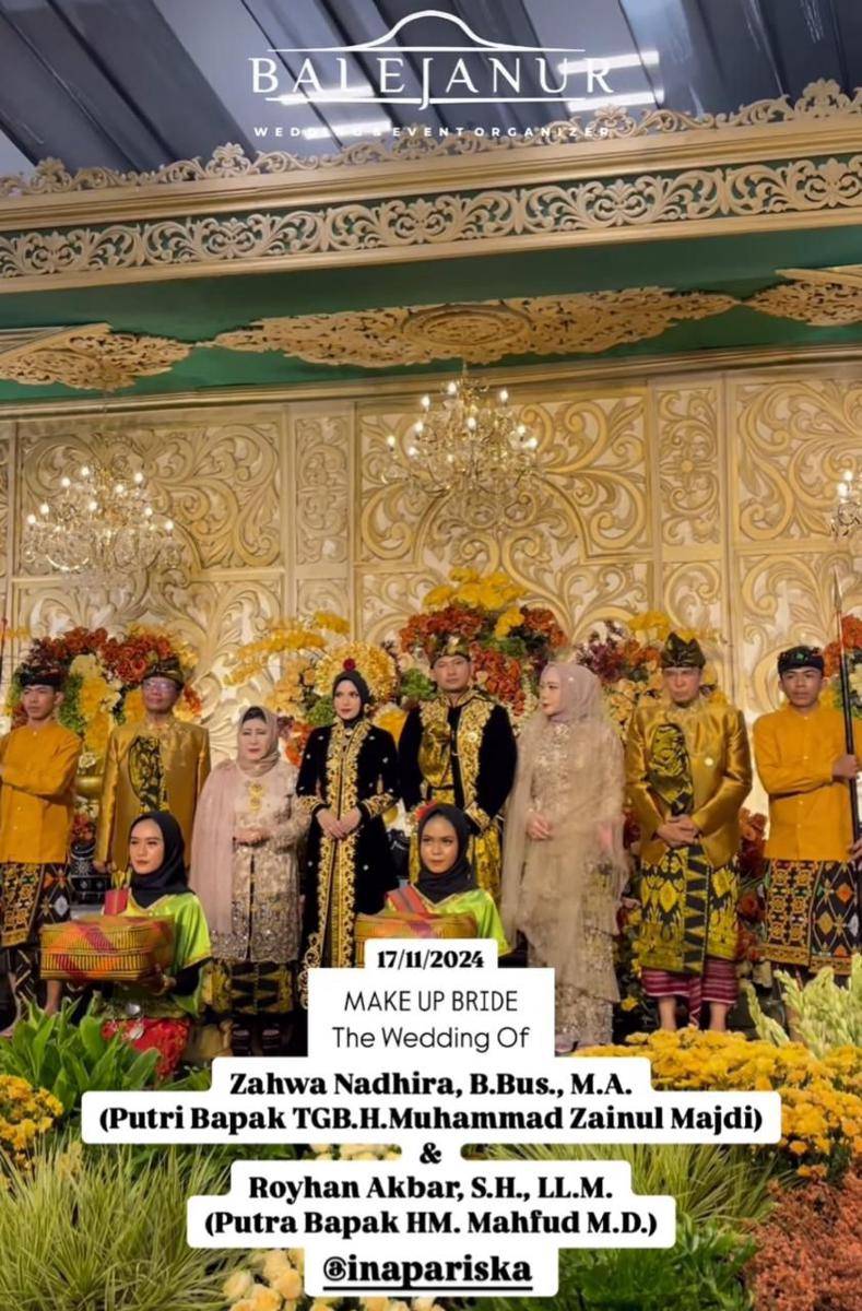 Gaya Pernikahan Zahwa Nadhira bersama Royhan Akbar Anak Mahfud MD (instagram.com/balejanurweddingorganizer)