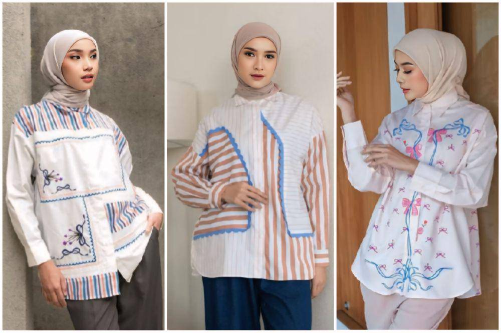 potret ide kemeja motif yang colorful dengan look manis (instagram.com/dearlove.fashion)