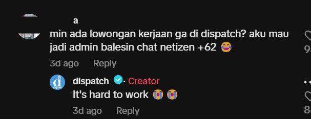 momen lucu Dispatch balasin komentar netizen Indonesia (tiktok.com/@dispatch_tiktok)