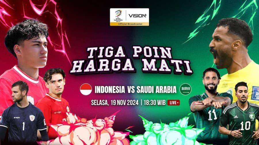 ilustrasi pertandingan Indonesia vs Saudi Arabia (dok. Vision+)