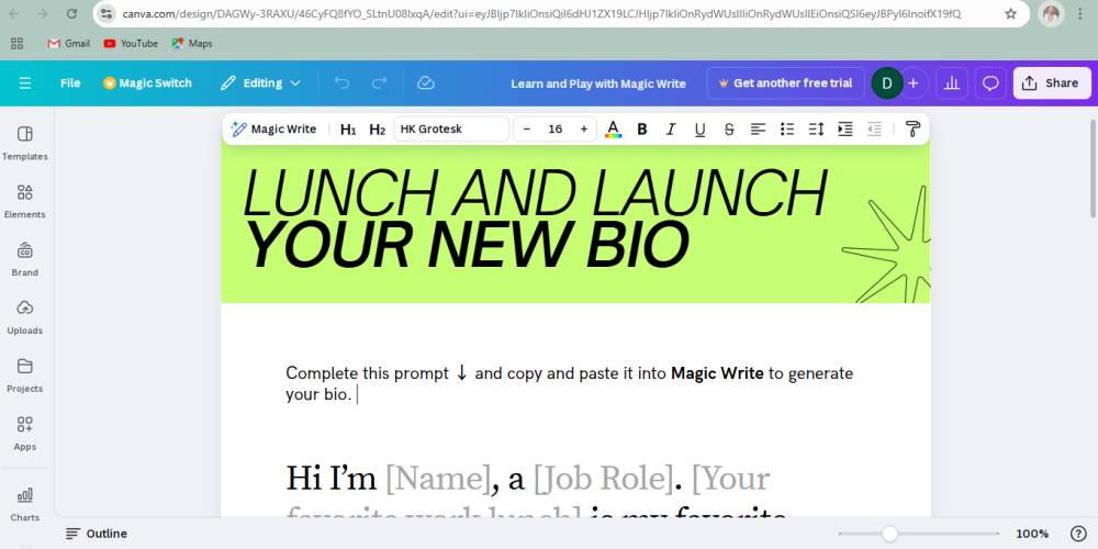 tampilan fitur Magic Write (dok. Canva)