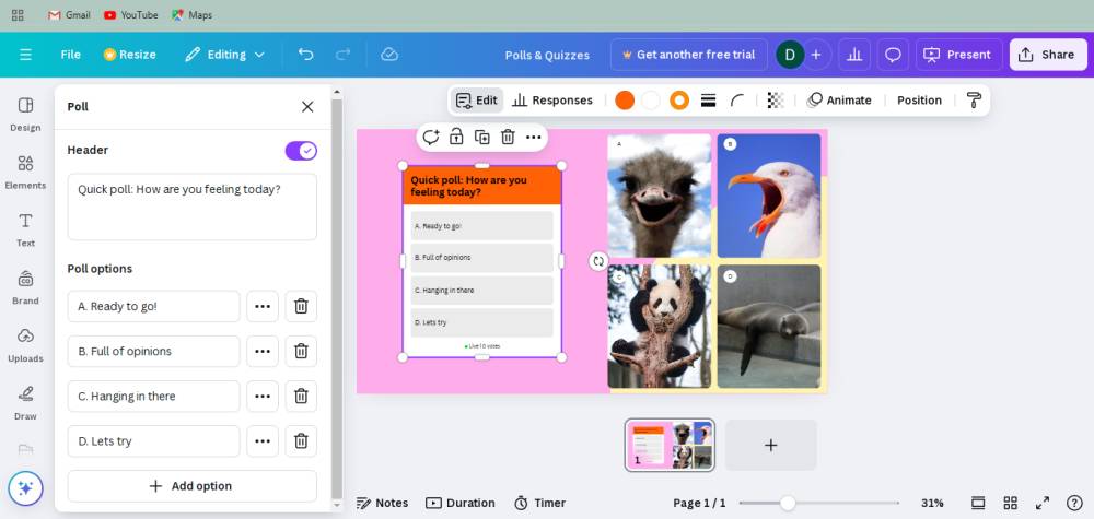 tampilan fitur Polls & Quizzez (dok. Canva)