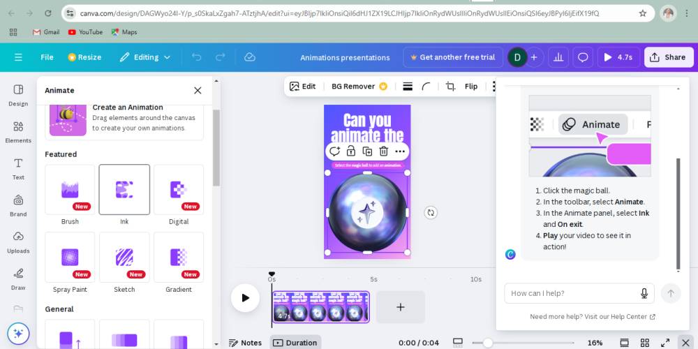 tampilan fitur efek animasi di Canva (dok. Canva)