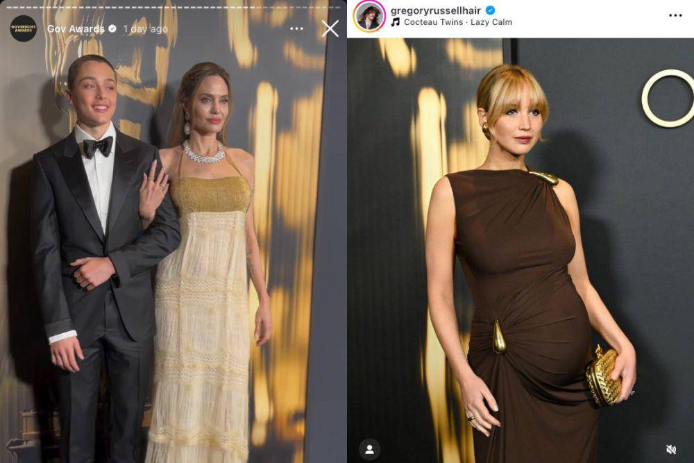 potret seleb di Governors Awards 2024 (via instagram.com/theacademy | via instagram.com/gregoryrusselhair)