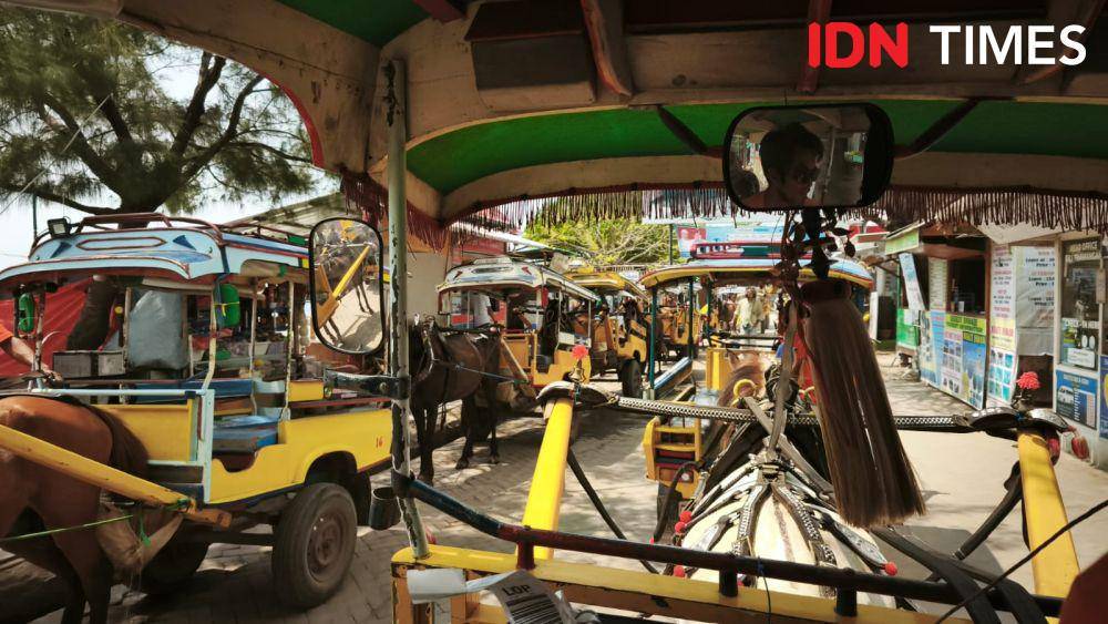 Potret naik delman di Gili Trawangan (IDN Times/Dhiya Awlia Azzahra)