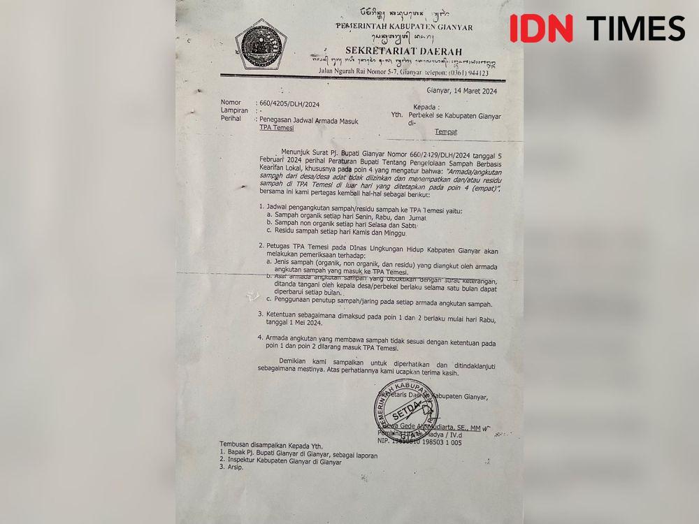 Aturan pilah sampah di Kabupaten Gianyar. (IDN Times/Yuko Utami)