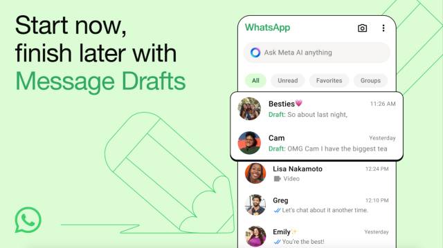 Fitur Message Drafts pada aplikasi WhatsApp (engadget.com)