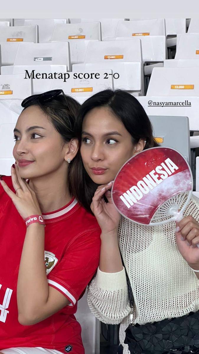 potret Nasya Marcella nonton timnas di GBK (instagram.com/nasyamarcella)