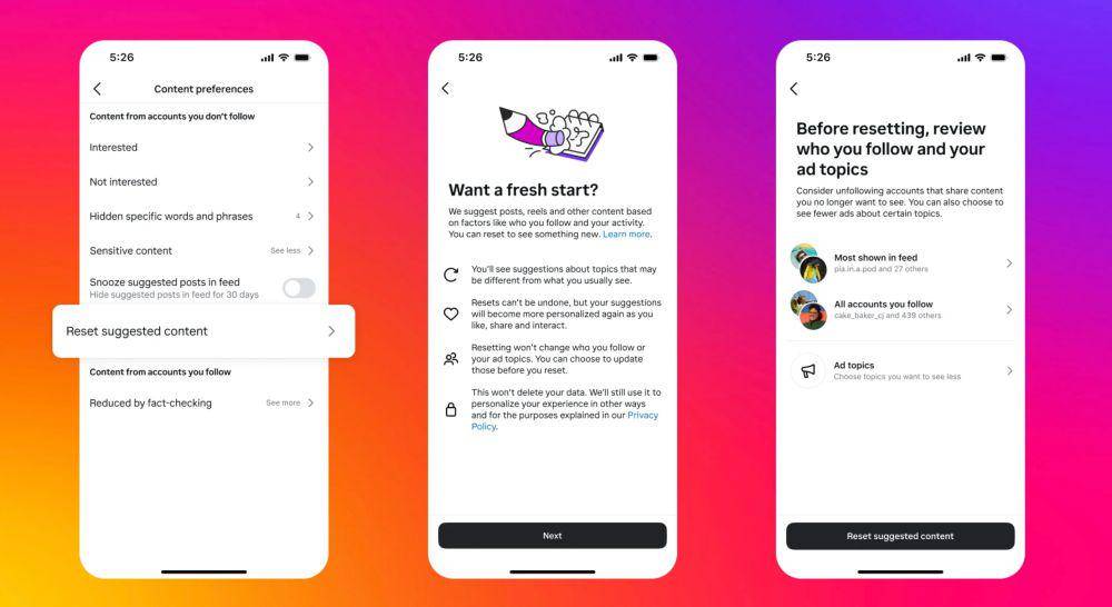 fitur reset algoritma Instagram (dok. Meta)