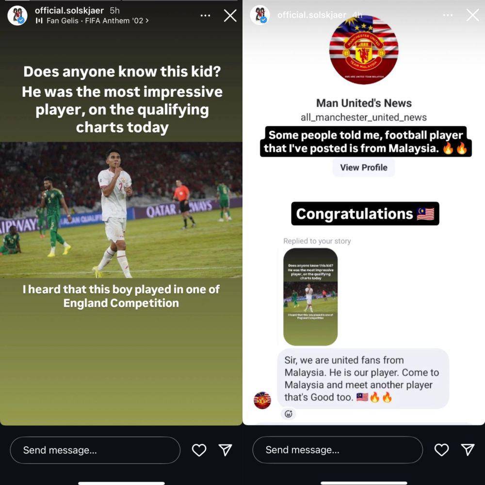 Marselino Ferdinan diklaim sebagai pemain asal Malaysia (Instagram.com/official.solskjaer)