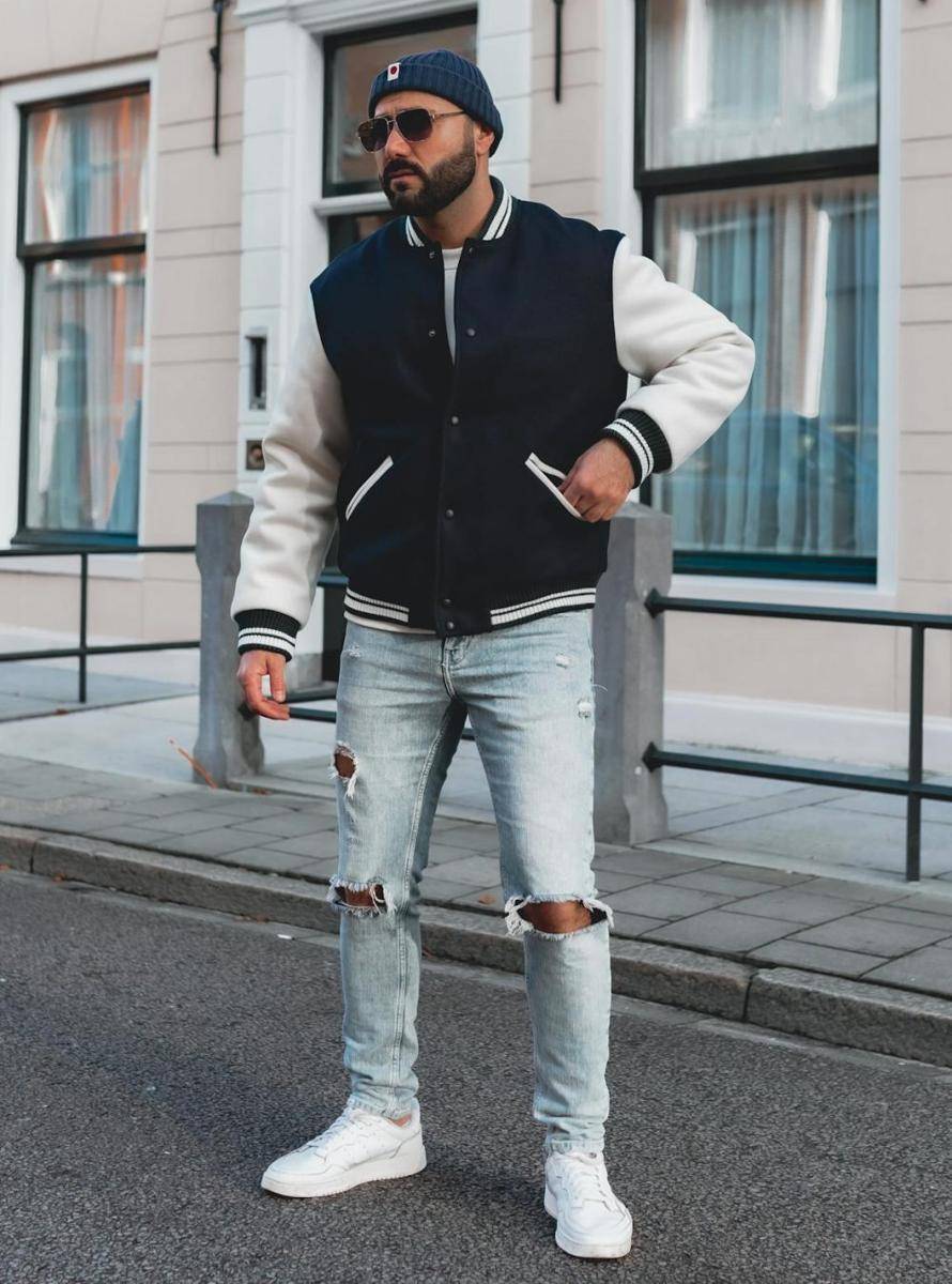 mix and match varsity jacket (pexels.com/Milad Heran)