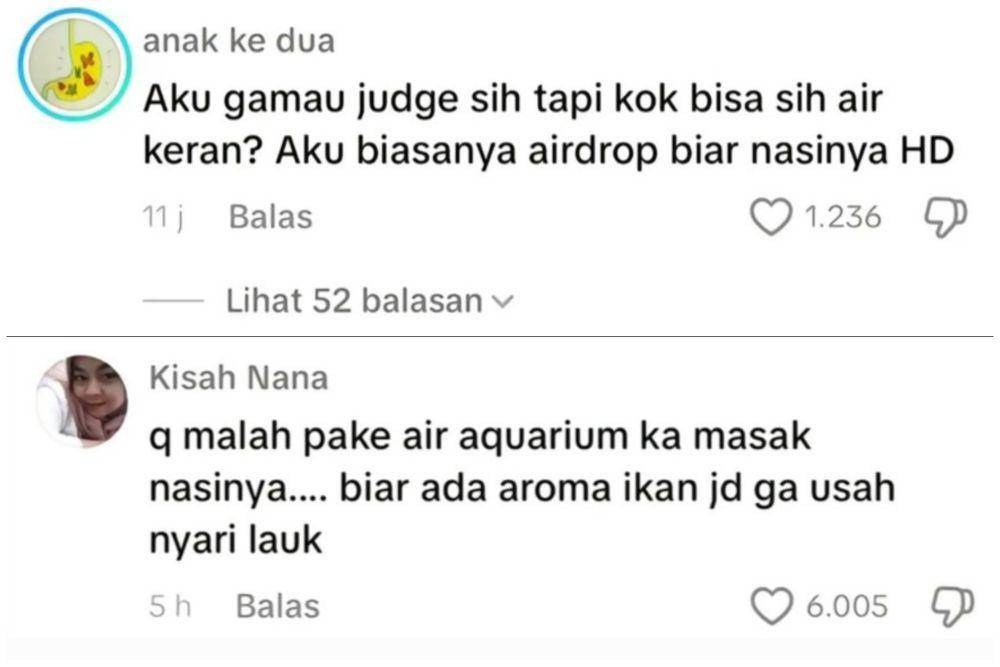 potret komentar lucu cara masak nasi (tiktok.com/JandaTawa)