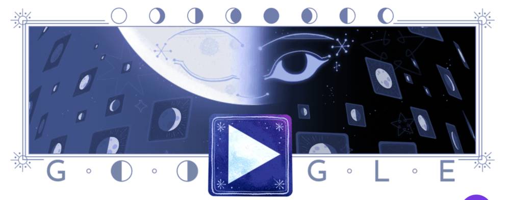 Tampilan Google Doodles tentang Bulan Separuh (doodles.google)