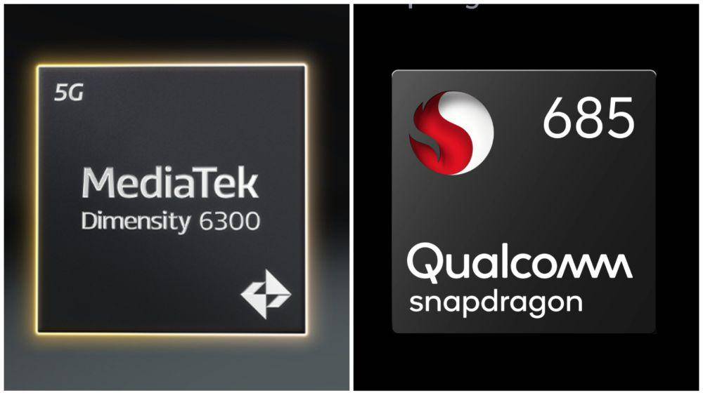iluuuustrasi prosesor MediaTek Dimensity 6300 (mediatek.com) | ilustrasi prosesor Qualcomm Snapdragon 685 (vivo.com)