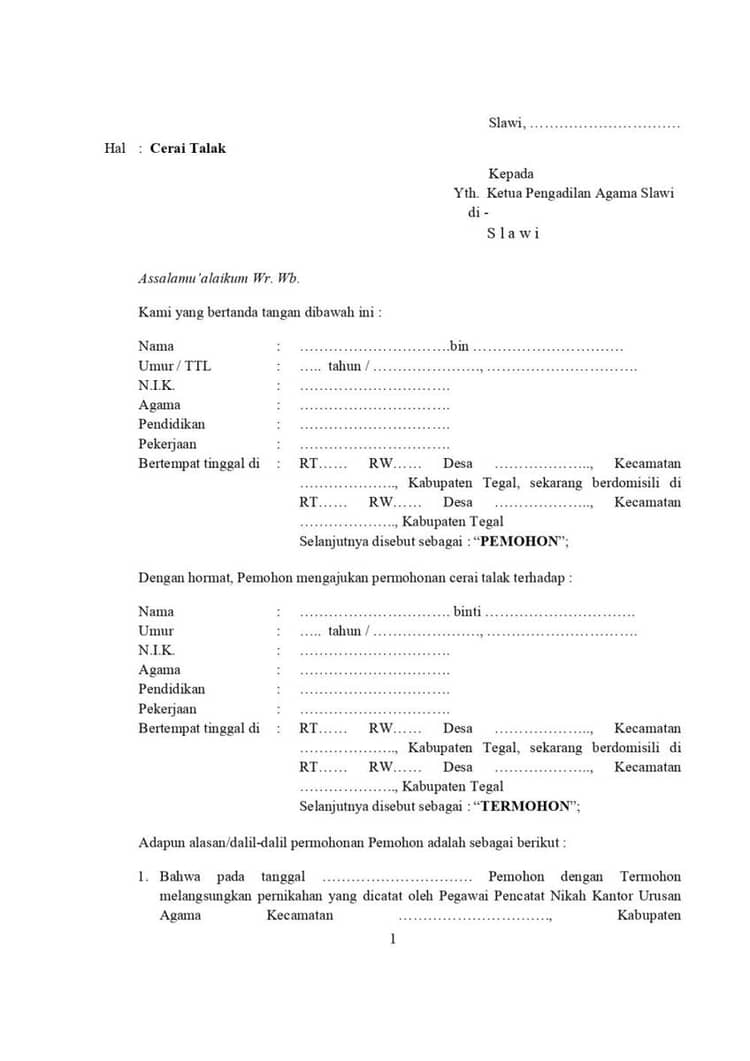 Contoh Surat Talak Cerai, Sah di Mata Hukum untuk Gugatan | IDN Times