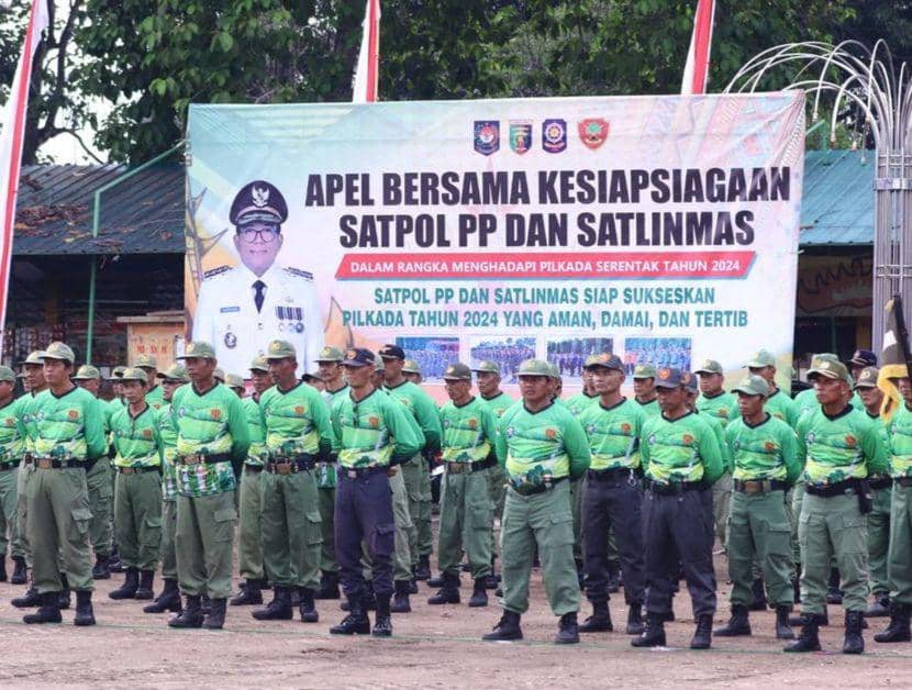 Apel kesiapsiagaan Satpol PP dan Satlinmas dalam rangka Pilkada Lampung 2024. (Dok. Pemprov Lampung).