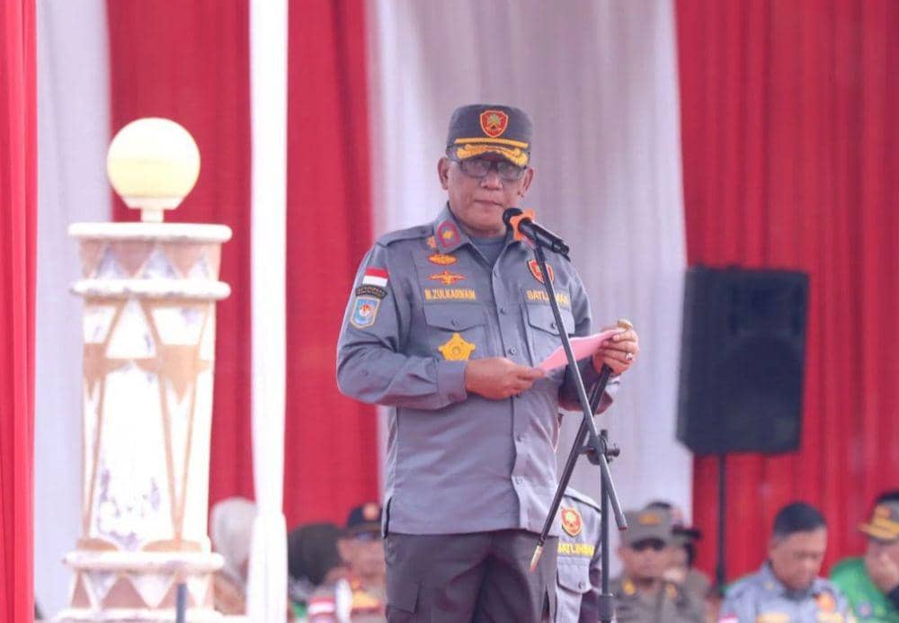 Apel kesiapsiagaan Satpol PP dan Satlinmas dalam rangka Pilkada Lampung 2024. (Dok. Pemprov Lampung).
