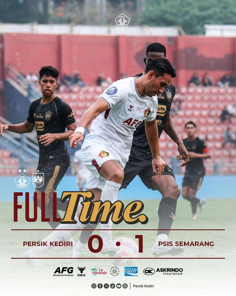 Hasil pertandingan Persik Kediri melawan PSIS Semarang. instagram.com/ persikfcofficial