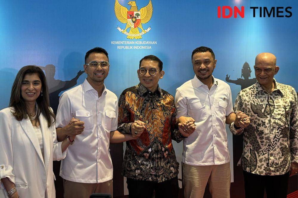 Menteri Kebudayaan Fadli Zon, Wamen Kebudayaan Giring, dan Raffi Ahmad (IDN Times/Elizabeth Chiquita)