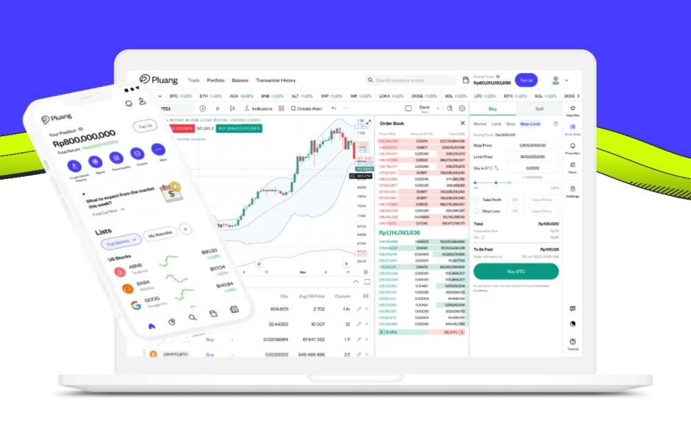 ilustrasi tampilan Pluang, aplikasi trading kripto (dok/pluang.com)