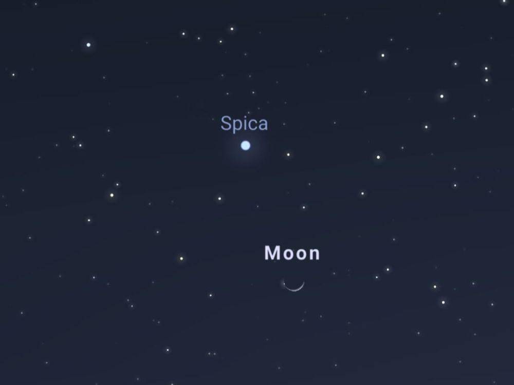 ilustrasi Bulan dan Spica (stellarium-web.org)