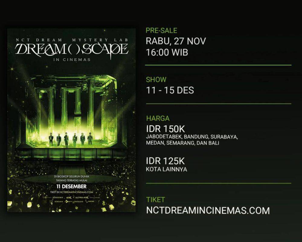 harga tiket film NCT DREAM Mystery Lab: DREAM( )SCAPE (instagram.com/cbipictures)