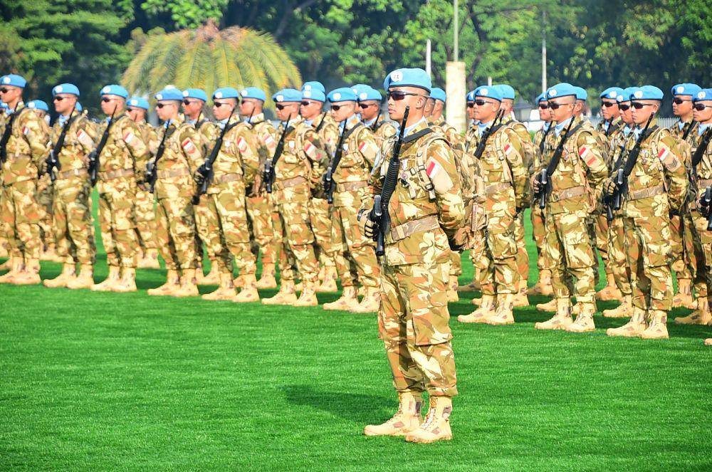 Satuan tugas (Satgas) Kompi Zeni (Kizi) TNI Kontingen Garuda (Konga) XXXVII-J Minusca 2023 di Mabes TNI Cilangkap. (Dokumentasi Puspen TNI)