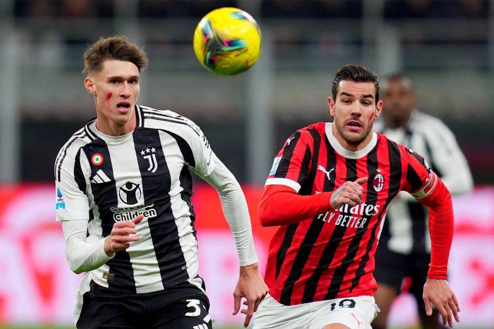 Garis merah di pipi pemain Juventus dan AC Milan yang berlaga pada pekan ke-13 Serie A 2024/2025. (legaseriea.it)
