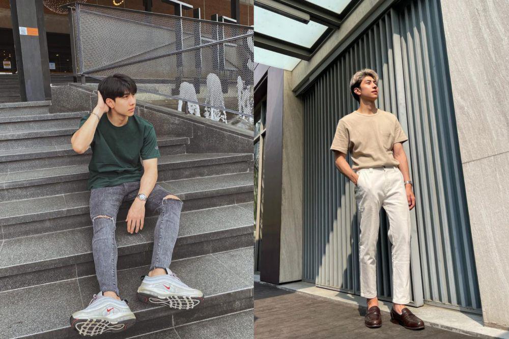 7 Inspirasi Outfit Plain T-shirt ala Mond Tanutchai, Kece Effortless!