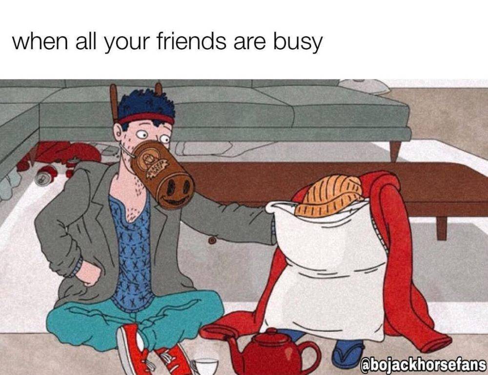 meme nungguin teman sibuk (instagram.com/bojackhorsefans)