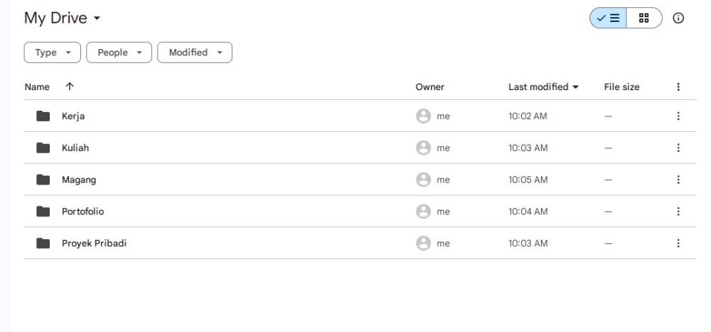tampilan folder di Google Drive (dok. pribadi/Diyah Esti Cahyo Pertiwi)
