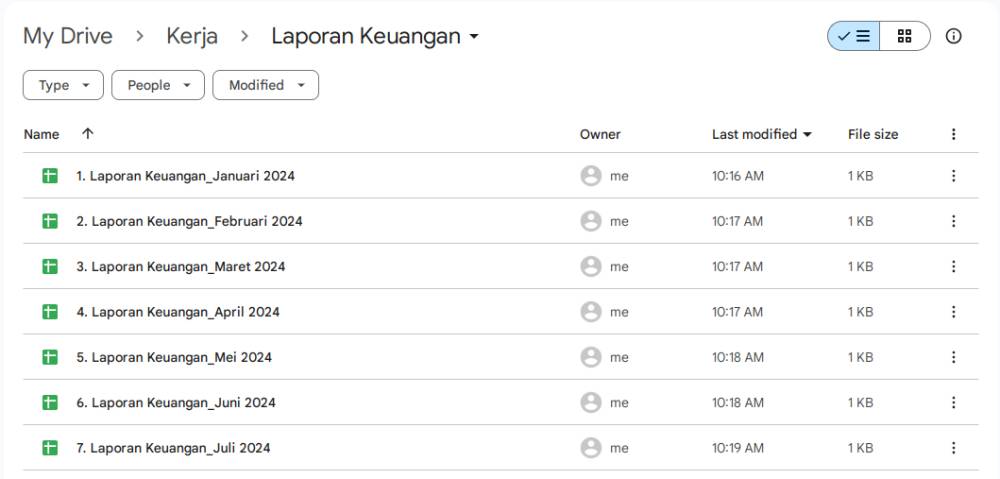 tampilan kumpulan file di Google Drive (dok. pribadi/Diyah Esti Cahyo Pertiwi)