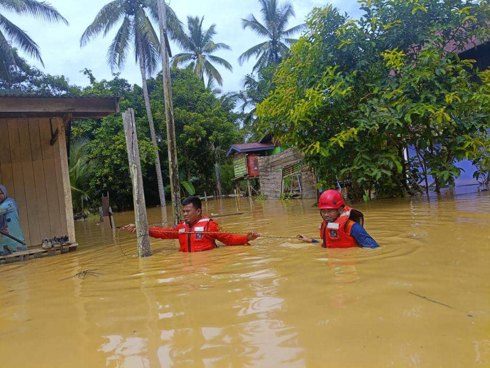 Banjir merendam ratuasn rumah warga di Desa Sukaraja dan Kelurahan Sepaku, Kecamatan Sepaku, PPU, Kamis (28/11/2024). (Dok. BPBD PPU)