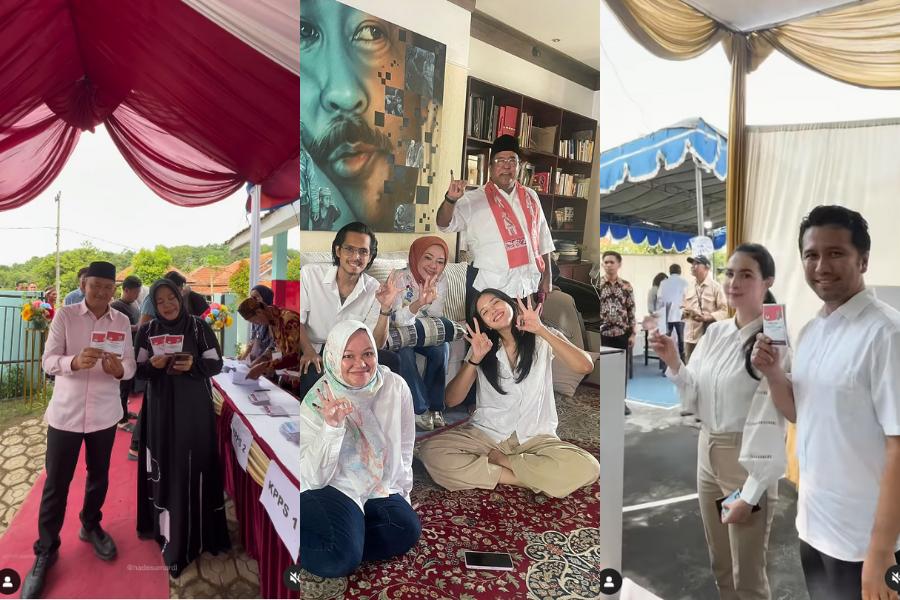 9 Gaya Cagub dan Cawagub Saat Coblos Surat Suara di Pilkada 2024
