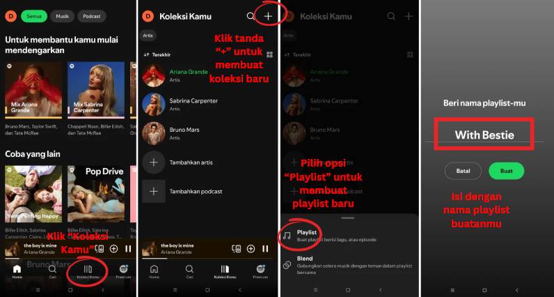 cara membuat playlist baru di Spotify (dok. pribadi/Diyah Esti Cahyo Pertiwi)