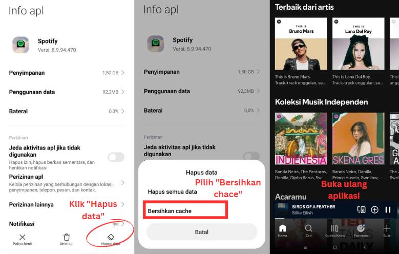cara membersihkan chace aplikasi Spotify (dok. pribadi/Diyah Esti Cahyo Pertiwi)